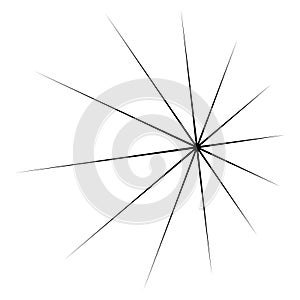 3d perspective starburst, sunburst shape. Abstract glitter, glimmer, flash shape, element. Radial, radiating clip-art