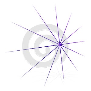 3d perspective starburst, sunburst shape. Abstract glitter, glimmer, flash shape, element. Radial, radiating clip-art