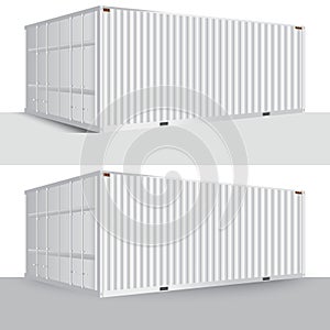 3d perspective white cargo container shipping freight isolated t