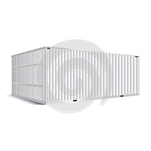 3d perspective white cargo container shipping freight isolated t