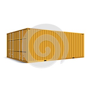 3d perspective yellow cargo container shipping freight isolated