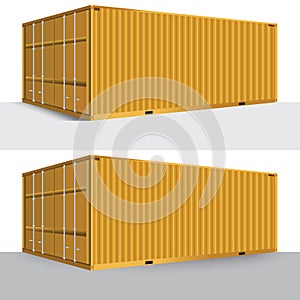 3d perspective yellow cargo container shipping freight isolated