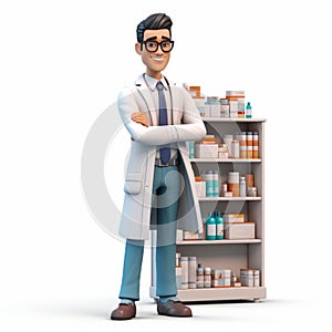 3d Pharmacist Illustration: Life-size Figure Of Handsome John