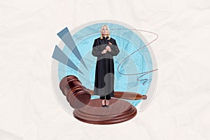 3d photo artwork graphics collage painting of serious confident judge isolated drawing background