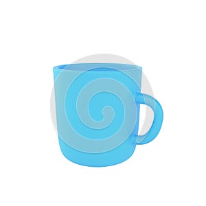 3d photo realistic blue cup icon mockup. Design Template for Mock Up. ceramic clean mug with a matte effect isolated transparent