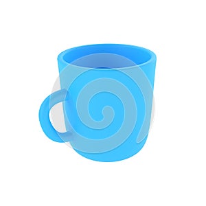 3d photo realistic blue cup icon mockup rendering. Design Template for Mock Up. ceramic clean mug with a matte effect isolated on
