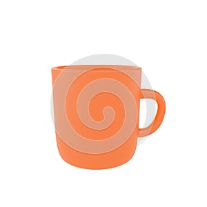 3d photo realistic orange cup icon mockup rendering. Design Template for Mock Up. ceramic clean mug with a matte effect