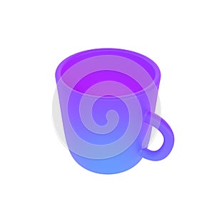 3d photo realistic violent cup icon mockup rendering. Design Template for Mock Up. ceramic clean mug with a matte effect isolated