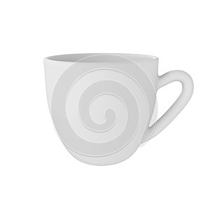 3d photo realistic white cup icon mockup. Design Template for Mock Up. ceramic clean white mug with a matte effect isolated
