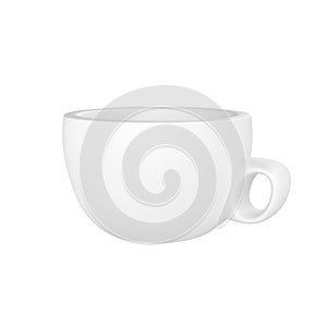 3d photo realistic white cup icon mockup rendering. Design Template for Mock Up. ceramic clean white mug with a matte effect