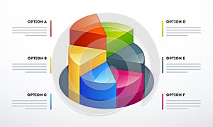3d pie chart in different growth steps for Business.