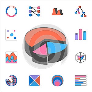 3D pie chart icon. Detailed set of Charts & Diagramms icons. Premium quality graphic design sign. One of the collection icons for