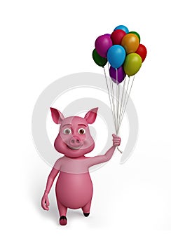 3d Pig with ballons.