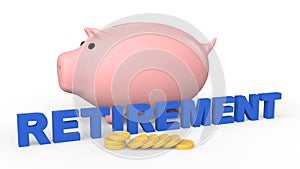 3d piggy bank retirement savings concept