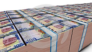 3D Pile of 100 Gambia Dalasi Money banknote