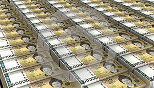 3D Pile of South Korea 50000 Won  Money banknote