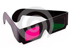 3D pink en green glasses side