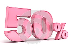 3D pink fifty percent or special offer 50% discount tag for lady