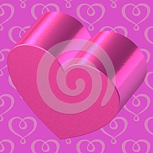 3D Pink Heart on Patterned Background