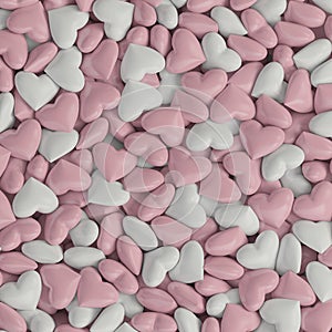 3d pink white hearts background