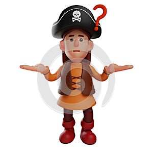 3D Pirate Cartoon Picture showing confused expression