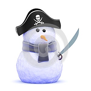 3d Pirate snowman with cutlass