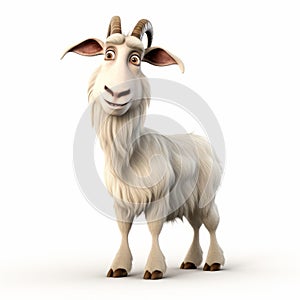 3d Pixar Goat In Animated Cartoon Scene