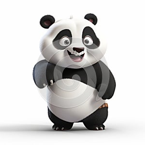 3d Pixar Panda: Photorealistic Cartoon Walking And Reaching Out