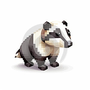 3d Pixel Art Badger Cartoon On White Background