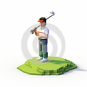 3d Pixel Golf Player: A Brushwork Exploration Of 8-bit Cartoon Art