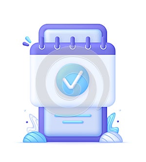 3D Planning schedule illustration. Planning strategy and time management. Concept of workflow organization