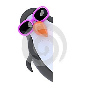 3d Plastic penguin is hiding