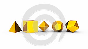 3D platonic solids gold