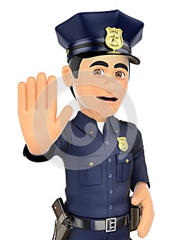 3D Policeman ordered to stop with hand