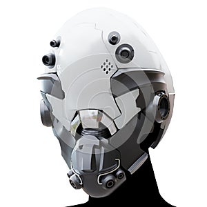 3d Portrait of a mechanical robot android with artificial intelligence