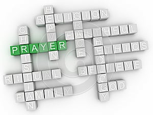 3d Prayer word cloud collage, religion concept background