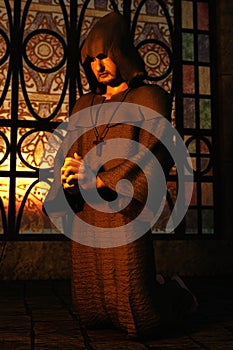 3D praying monk