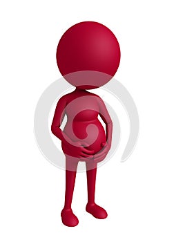 3d pregnent woman standing on white background