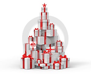 3d present boxes, christmas tree concept