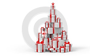 3d present boxes, christmas tree concept