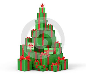 3d present boxes, christmas tree concept