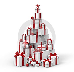 3d present boxes, christmas tree concept