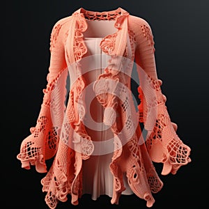 3d Printed Cardigan Coat With Rococo Frivolity Style