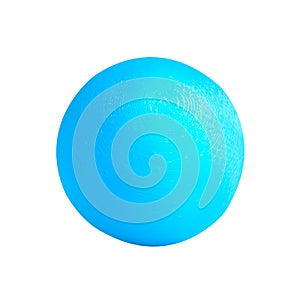3d printed model of sphere from blue printer filament. Isolated on white.