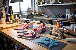 3d printed orthotic insoles on a worktable