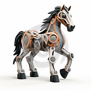 3d Printed Robotic Horse With Imaginative Illustration