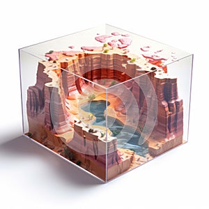 3d Printed Scenery: Multicolored Landscapes In Shiny Plastic Isometric Square Model