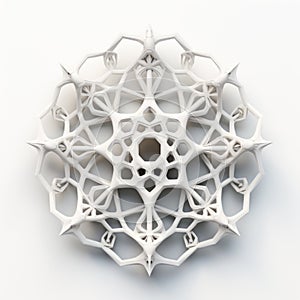 3d Printed Snowflake In The Style Of Julio Le Parc: Porcelain, Pbr, Kerem Beyit