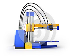 3D printer 3D render on white background