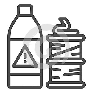 3d printer fillament line icon. 3d fillament spool and bottle design vector illustration isolated on white. Refilling 3d